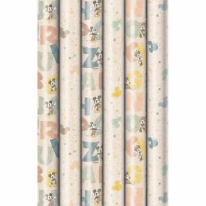 Geschenkpapier 70cmx2m  DISNEY SCHOOL sortiert, auf Pappeinlage, folienfrei verpackt,, 100% Recyclingpapier 70g/m²