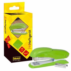 Idena Heftgerät 13cm  grün für 20 Blatt, mit 50 Heftklammern 24/6
