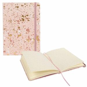 Idena Notizbuch Sparkle  rosé kariert FSC-Mix, 140 x 200 mm, 192 Seiten, 100 g, mit Froschtasche, Leseband,, Gummibandverschluss