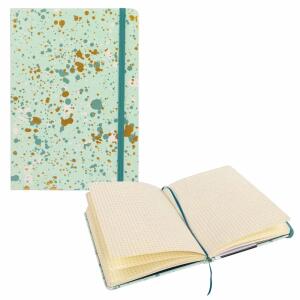 Idena Notizbuch Sparkle  mint kariert FSC-Mix, 140 x 200 mm, 192 Seiten, 100 g, mit Froschtasche, Leseband,, Gummibandverschluss