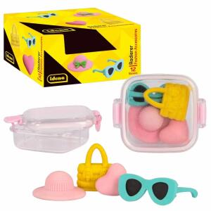Idena Radierer in Box  4 Fashion Accessoires, Plastikbox mit Radiergummis in Form von Fashion Accessoires