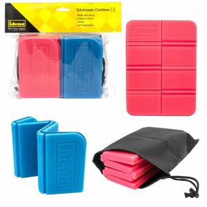 Idena Sitzkissen Outdoor  38x28cm hellblau/rot 2er, 2er Pack mit jeweils 1 rotem und 1 blauen Sitzkissen,, faltbar, mit Tragetasche,, Maße ungefaltet: ca. 38x28x0,8cm