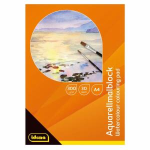 Idena Aquarellmalblock A4  30 Blatt 300g FSC-Mix, kopfgeleimt