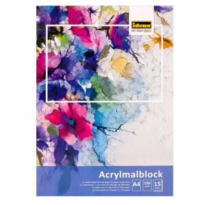Idena Acrylmalblock A4  15 Seiten 190g FSC-Mix, kopfgeleimt