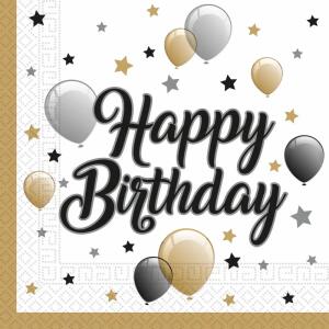 Servietten 33x33cm  Milestone Happy Birthday, 2-lagig, 20 Stück, Procos