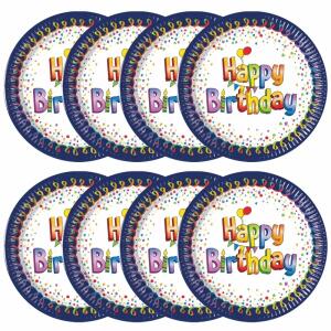 Pappteller 23cm FSC-Mix  8er Multicolor Birthday, Multicolor Happy Birthday, Procos