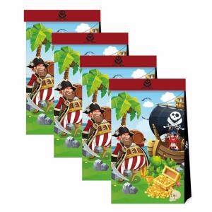 Partytüten Piraten 4er  FSC-Mix, 17x30cm, Procos