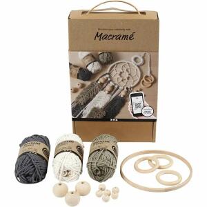 Macrame Lernset inclusive  Inspirationen, Inhalt: Macramé-Kordel in 3 Farben à 75 g/45 m,, Holzringe und Holzperlen in je 2 verschiedenen Größen,, Creativ Company