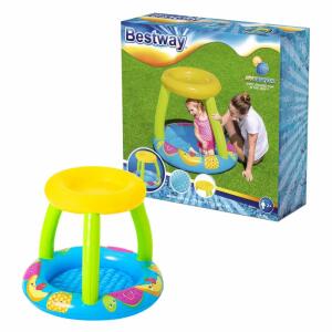 Baby Pool Süße Früchtchen  94x89x79cm, Größe aufgeblasen: 94 x 89 x 79 cm, unaufgeblasen: 99 x 99, cm, Wasserkapazität: 26 Liter, aus strapazierfähigem PVC,, weicher, aufblasbarer Boden, integrierter Sonnenschutz, Sicherheitsventile, inklusive selbstklebe