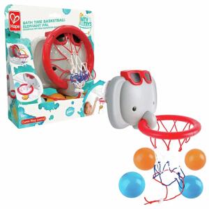 Hape Badespielzeug  Elefanten-Basketballkorb, Badespaß mit dem Elefanten-Basketballkorb mit Saugnapf und, 4 Bällen, ab 18 Monaten,, Toynamics
