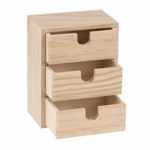 Holz-Box mit  3 Schubladen, Glorex