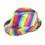 Hut Fedora Regenbogen  mit Pailletten