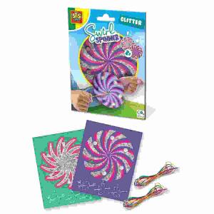 Swirl Spinner Glitter  2 Sturmscheiben, 2 Fäden im Neon-Look,, SES