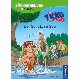 TKKG Junior - Der Schatz  im See, Bücherhelden 1. Klasse,, Abenteuerbuch von Kirsten Vogel,, illustriert von S.L. Comicon / Beroy + San Julian,, 47 Seiten, ab 6 Jahren,, KOSMOS