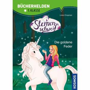 Sternenschweif - Die  goldene Feder, Bücherhelden 1. Klasse,, Fantasybuch von Linda Chapman,, illustriert von Anna-Lena Kühler,, 47 Seiten, ab 6 Jahren,, KOSMOS