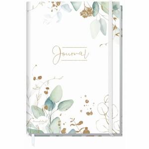 Journal Blattgold A5  Punktraster, Notizbuch mit Lesebändchen für universellen Einsatz,, 160 Seiten, mit Gummiband, Flexocover, Fadenheftung,, 100 g Papier,, Trendstuff