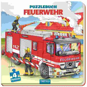 Puzzlebuch Feuerwehr  4 Puzzle, 15 x 15 cm, 10 Seiten, mit Wissensfragen und Rätseln,, Trötsch