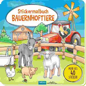 Stickermalbuch  Bauernhoftiere, 21 x 21 cm, über 40 Sticker,, Trötsch
