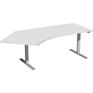 Schreibtisch Elektro 2.166 x 650-1.250 x 800/1.131 mm lichtgrau