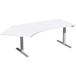 Schreibtisch Elektro 2.166 x 650-1.250 x 800/1.131 mm weiß