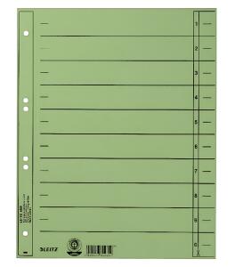 LEITZ Trennblätter, A4 Überbreite, Manilakarton 230g/qm,grün (80165855