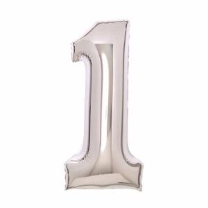 Folienballon Zahl 1 silber AMSCAN 9913226 66cm