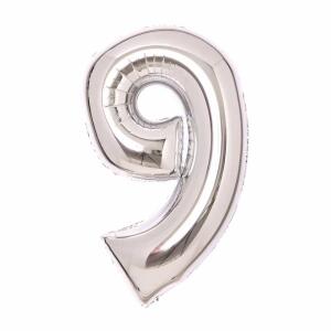Folienballon Zahl 9 silber AMSCAN 9913234 66cm