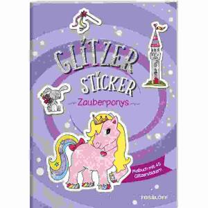 Zauberponys, mit 45 glitzernden Stickern, Softcover, 32 Seiten,, schwarz/weiß illustriert, ab 5 Jahren,, Tessloff