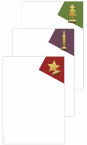 SIGEL DP410 Weihnachts-Motiv-Papier - 9x Stern, 8x Baum, 8x Kerze - weiß/gold - 90 g/m² - A4 - 25 Blatt
