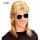 blond, mit Brille,