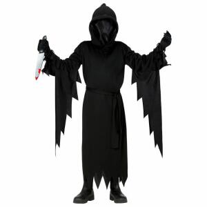 Robe Maske Gr. 140, Robe mit Kapuze und Maske unsichtbares Gesicht, Gürtel,, 8-10 Jahre, Widmann