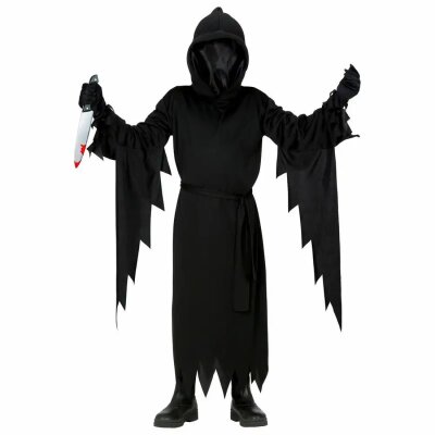 Robe Maske Gr. 128, Robe mit Kapuze und Maske unsichtbares Gesicht, Gürtel,, 5-7 Jahre, Widmann