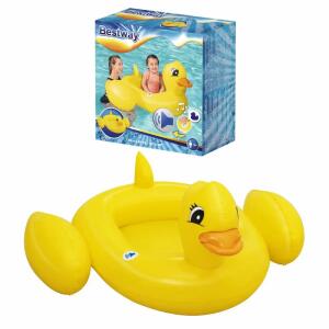 mit Lautsprechern D95cm, Funspeakers, Größe aufgeblasen: 98 x 95 x 61 cm, Größe, unaufgeblasen: 102 x 99 cm, aus strapazierfähigem PVC,, verspieltes Enten-Design, integrierte Lautsprecher erzeugen, Entengeräusche,längere Batterielaufzeit (Austausch nicht,