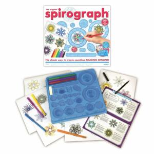 8 Stiften, Inhalt: 19 SpirographPräzisionsräder,, 2 SpirographPräzisionsring,, 1 SpirographPräzisionslineal,, 5g wiederverwendbarer Spiro-Kitt, 8 Kunst Marker,, 14-seitiges Guide Book, 20 Blatt Design Papier,, Aufbewahrungsfach, ab 8 Jahren,, Boti