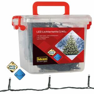 240er,warmweiß, warmweiss, in Plastikbox, Zuleitung 3m, Lampenabstand 7,5 cm