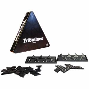Inhalt: 56 schwarze, dreieckige Spielsteine (35 x 35x 35, mm) mit eingravierten Ziffern, 4 ablagebänkchen, Anleitung,, für 2 - 4 Spieler, Spieldauer 20 Minuten, ab 6 Jahren,, Goliath