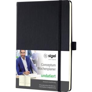 SIGEL CO700 Wochenplaner Conceptum - black - undatiert - 53 Wochen - 2 Seiten = 1 Woche - Hardcover - 80 g/m² - ca. A5 - schwarz - 192 Seiten - PEFC-zertifiziert - DE