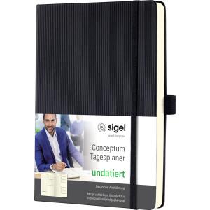 SIGEL CO705 Tagesplaner Conceptum - 1 Seite = 1 Tag (Sa/So = 1 Seite) - Hardcover - 80 g/m² - ca. A5 - schwarz - 400 Seiten - PEFC-zertifiziert - DE