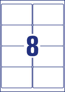 Tiefkühletiketten, weiß, bedruckbar, 99,1 x 67,7  mm, 25 Bogen, 200 Etiketten, permanent