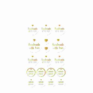 Weihnachtsticker Handmade  with love gold, Inhalt: 4 Bögen,, Rössler