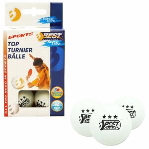 Tischtennis-Turnierbälle  3-Stern weiß 6er, Durchmesser: 40 mm,, BEST SPORTING