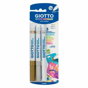 Paintmarker GIOTTO Decor  Metallic 3er, gold, silber weiß,, im Blister, Tinte auf Wasserbasis