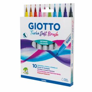 Pinselstifte Giotto Turbo  Soft Brush 10er, 10 Stifte in Faltschachtel, mit Pinselspitze, wasserlöslich