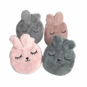 Wärmflasche 300ml Bezug  Hase 4fach sortiert, Größe 14 x 18,5 cm, Plüschbezug