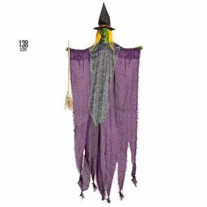 Deko Figur Hexe mit Besen  138cm, Widmann