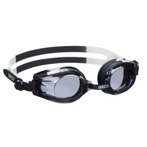 Schwimmbrille RIMINI kids  weiß schwarz, Profischwimmbrille für Kinder und Jugendliche,, Linsen: 100% UV-Schutz, antibeschlag, Geteiltes Kopfband,, Verstellbarer Nasensteg, Zertifiziert nach BS5883:1996,, Aufbewahrungsbox zum Schutz der Schwimmbrille,, BE