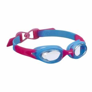 Schwimmbrille ACCRA kids  blau pink, Leichtes Anlegen der Brille durch ausklinkbaren, Schnellverschluss, Linsen 100% UV-Schutz, antibeschlag,, Zertifiziert nach BS5883:1996,, Aufbewahrungsbox zum Schutz der Schwimmbrille,, BECO