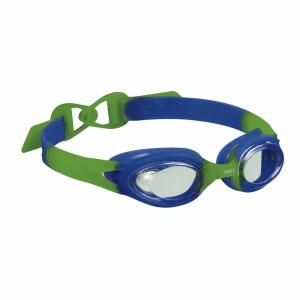 Schwimmbrille ACCRA kids  blau grün, Leichtes Anlegen der Brille durch ausklinkbaren, Schnellverschluss, Linsen 100% UV-Schutz, antibeschlag,, Zertifiziert nach BS5883:1996,, BECO, Aufbewahrungsbox zum Schutz der Schwimmbrille,