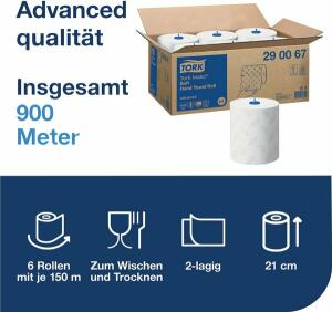 Tork Matic Rollenhandtuch für System H1 - 6 Rollen 21 cm x 150 m, weiß, 2-lagig