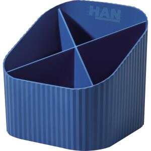 HAN Schreibköcher KARMA - 4 Fächer, Recyclingmaterial, öko-blau